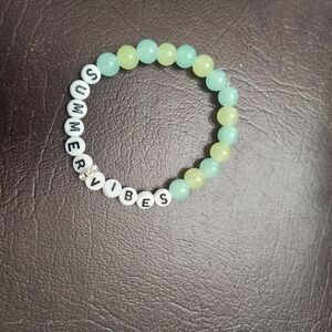 Summer Vibes Beaded Bracelet - Green and White